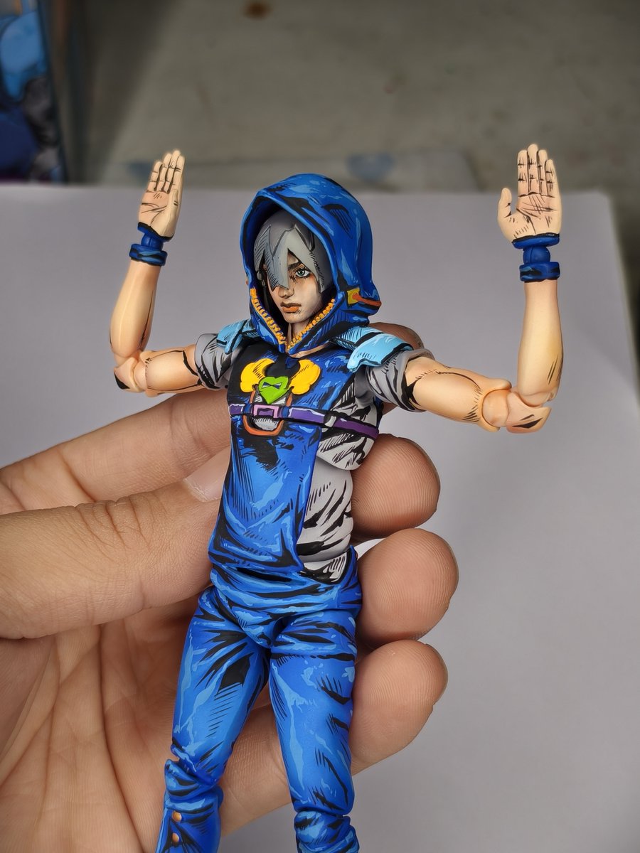 xujunpeng17's tweet photo. JOJO第九部《The JOJOLANDS》乔迪奥·乔斯达超像可动重涂完成#JOJO #jojo_anime #JOJO9 #JOJOLANDS #TheJOJOLANDS #JodioJoestar #乔迪奥 #ジョディオ #ジョディオジョースター #超像可動 #超像可动 #重涂 #Repaint #CustomFigure #JoJoFigure #JoJoPart9 https://t.co/SV4Xfc6fDD