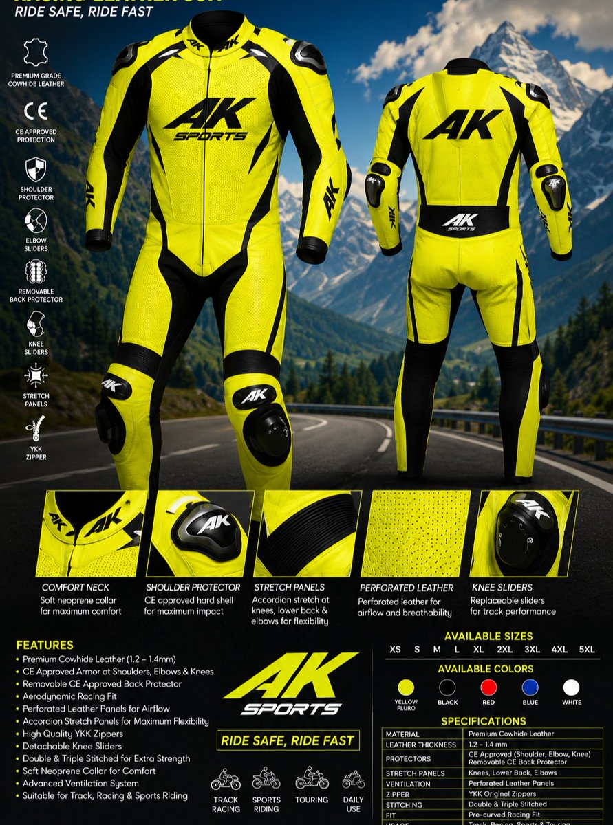 ElviaEdmison's tweet photo. AK SPORTS manufactures premium motorcycle racing gear, including leather suits, knee sliders, and gloves. We offer advanced protection, expert craftsmanship, OEM/ODM services, custom designs, and private labeling worldwide. https://t.co/E7YnZls63Y