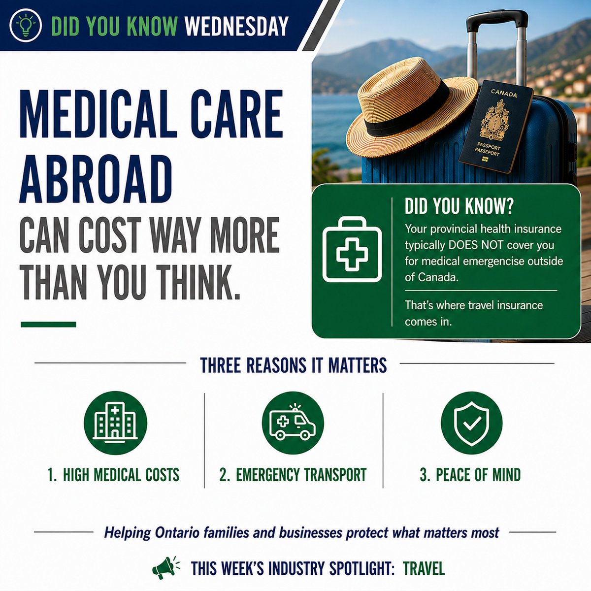 FilomenaFldxdb's tweet photo. DID YOU KNOW WEDNESDAY

Medical care abroad can cost far more than expected. Ontario health coverage may not cover emergency expenses outside Canada. Travel medical insurance can provide protection and assistance when you need it most. Even for https://t.co/5pt5rftjdh