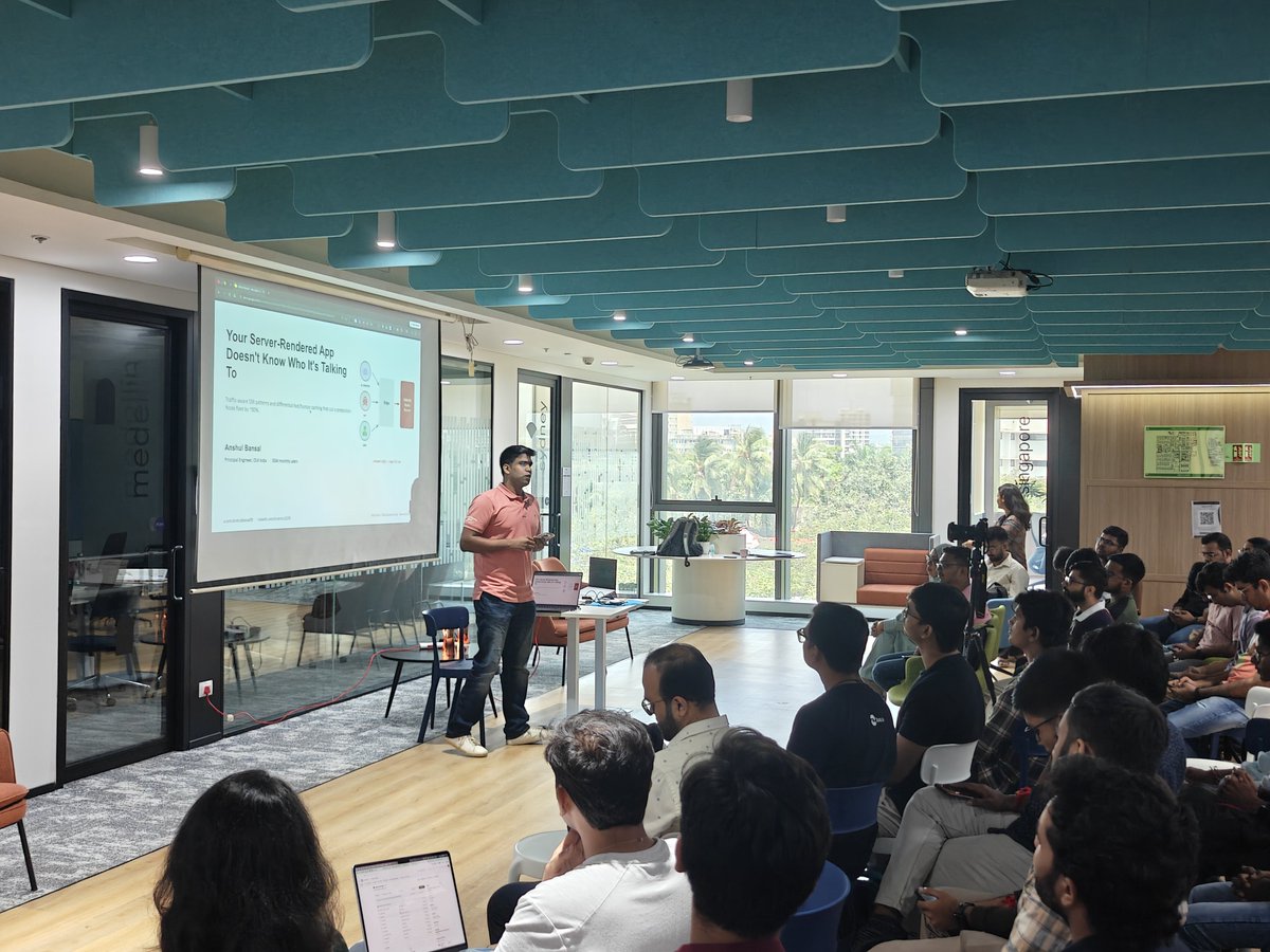 hackmum's tweet photo. 🚦 Your server-rendered app may not know who's visiting.
@anshulbansal09 of @OLX_India shares how #SSR apps distinguish humans from bots, AI crawlers, and search engines, and why traffic-aware rendering matters at scale.
Real-world lessons from production. ⚡
#DevDaysMumbai https://t.co/a8hY2Ne9a9