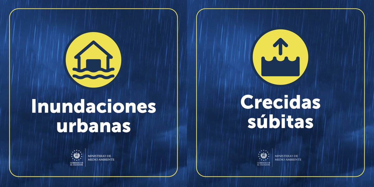 MedioAmbienteSV's tweet photo. 📌 #ElObservatorioInforma | ATENCIÓN 🟡

Las afectaciones son inminentes y podrían pausar tus actividades. Mantente alerta.

Inundaciones urbanas y crecidas súbitas en sectores del departamento de Sonsonate, debido a persistencia de lluvias intensas, con énfasis en los distritos de Sonsonate y Acajutla.

Estas condiciones podrían generar afectación temporal de la infraestructura y de la movilidad vial y peatonal, así como afectaciones en zonas colindantes a los ríos y arrastre de personas, sin registrar daños estructurales.