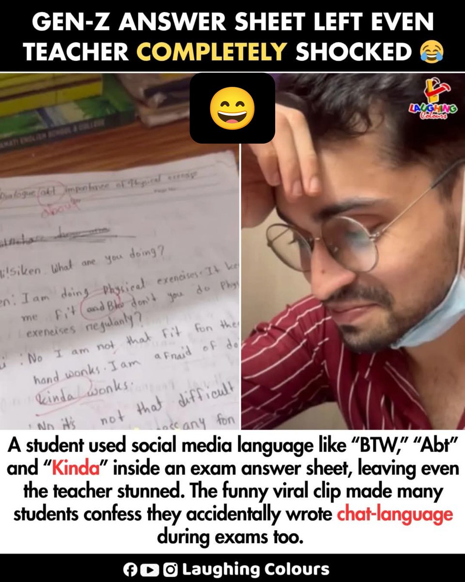 ankit_barai04's tweet photo. Teacher shocked by slang 🤣 
#TeachersDay
#viral https://t.co/GDYxl3aDdQ