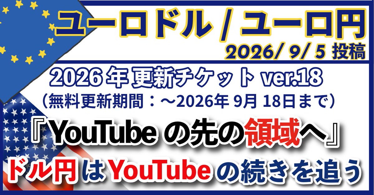 hadou_line's tweet photo. ＃ドル円 ＃ユーロドル ＃ユーロ円 2026年note

更新チケットver.18を投稿しました！

暴落となったドル円・ユーロ円

急変動���続く相場で一番危険なのは、
「現在地を見失うこと」です。
「なんとなく」のエントリーで資金を削られていませんか？

1.【介入後フィルター】押し目・戻り売りの見極め

2.「変わった事実／変わっていない事実」をベースにした定点観測

3.通常波形・短期波形・ジョイント波形の客観的ルール（How to動画付）

単なる予想配信ではなく、
「自分でシナリオを組み立てられる視点」
を週足〜1時間足の動画で落とし込みます。

9/13には次週の戦略解説も追加。
【介入後の押し目買い・戻り売りフィルター】
を使い、ドル円の”今”を継続解説

ユーロドル・ユーロ円の「今攻めるべき方向」を動画で徹底解説しています。
YouTubeでは話せないnote限定のドル円深掘り

初心者でも迷わない独自の波形分析ルール

9/13(日)には、振り返り＆翌週戦略まで完全フォロー

期間中はリアルタイムでアップデートされるため、
早く手に入れるほど価値を受け取れます。

相場に振り回されるトレードを、
今週で終わらせましょう

👇 [noteのリンク]
https://t.co/cdIMgK858H