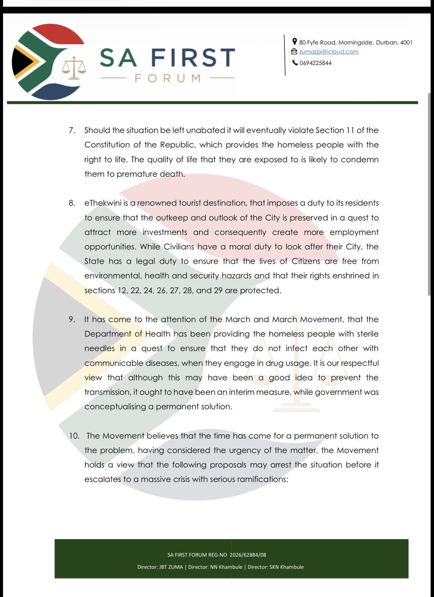 JacintaNgobese's tweet photo. In preparation for our March to Moore Road on Thursday 10 September!! SA First Forum has written to the Municipality and we are demanding answers on why people have been allowed to live on the streets for 3months! The community is complaining, the businesses are suffering but the laws are the to be enforced??