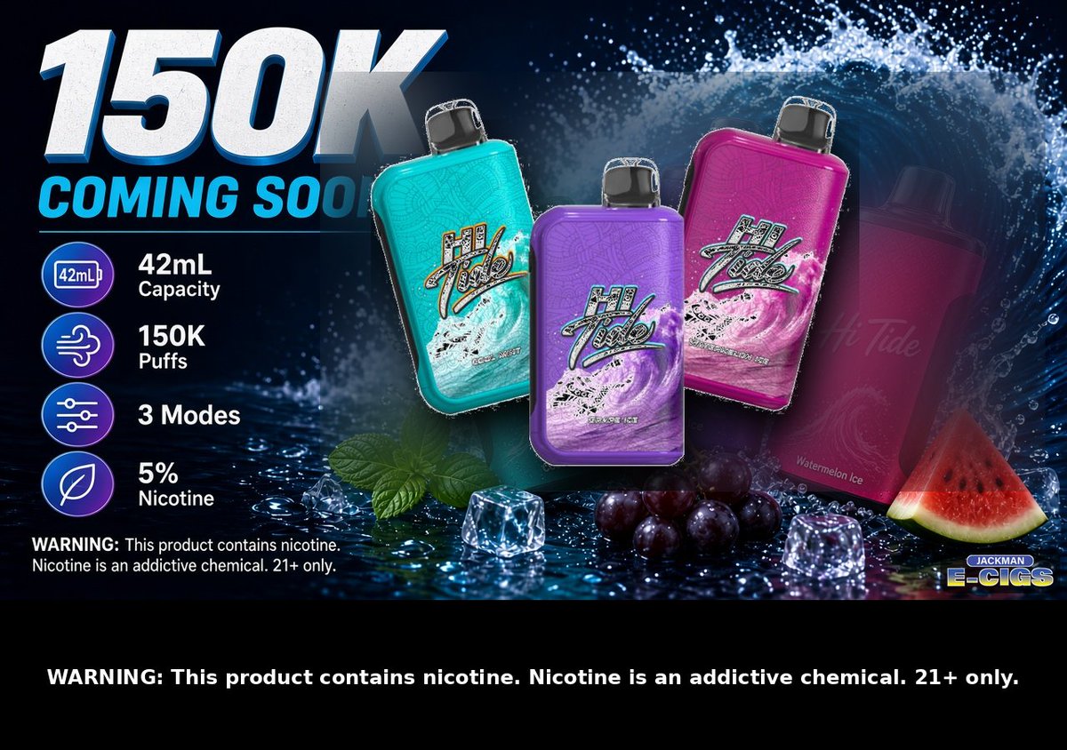 JackmanECigs's tweet photo. Hitide 150k disposables are almost here. High capacity. Coming Soon.
#vape #hitide #omaha #omahavape #jackmanecigs https://t.co/1mZP9N8UZQ