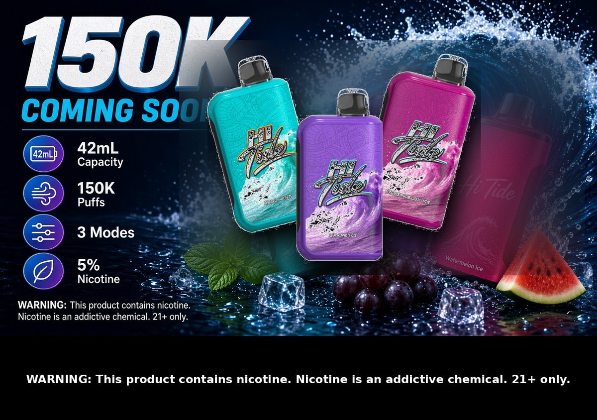 JackmanECigs's tweet photo. Hitide 150k disposables are almost here. High capacity. Coming Soon.

#vape #hitide #omaha #omahavape #jackmanecigs https://t.co/n7iaFH1JId
