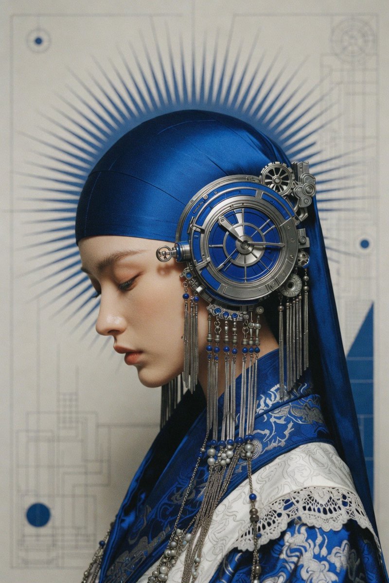 phokuinc's tweet photo. Oracle of Time | Time itself as an ornament #DigitalMuses #NeoFuturistArt #AiPortrait https://t.co/ROCCZGiX1Y