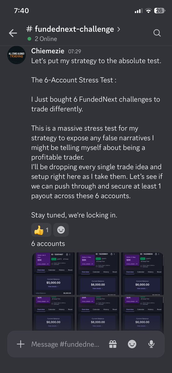 GreizlyE's tweet photo. I just bought 6 @FundedNext challenges to test my Trading strategy. https://t.co/E3Y5J3Gxfo