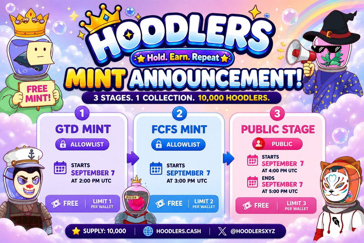 kenlenny_'s tweet photo. . @HoodlersXYZ COLLAB GIVEAWAY 

teaming up with Hoodlers To give out some GTD & FCFS spots for their upcoming FREE MINT

📅 September 7
GTD — 2 PM UTC
FCFS — 3 PM UTC
Public — 4–5 PM UTC

To enter:

Follow @HoodlersXYZ + @kenlenny_ 
Like & repost
Drop your wallet below 

Good luck!