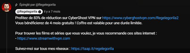 TheRizzLemoon's tweet photo. @regelegorila Par contre quand c'est pour faire des partenariats avec CyberGhost VPN qui appartient à un milliardaire israélien, on t'entend moins bizarrement. https://t.co/ECC4X1mxow