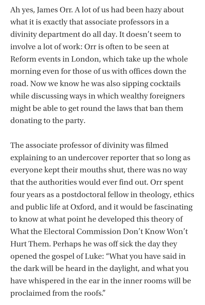 RobDotHutton's tweet photo. How could an associate professor in divinity at Cambridge be expected to know that lying is bad? 
https://t.co/VhW1Ys38CH https://t.co/npHtlI40bJ