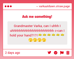 VarkaAtDawn's tweet photo. Hah! After all that stammering, I’d be cruel to say no.. Come on then, don't be shy. I don't bite unless you want me to.

https://t.co/TxDFta8QWE https://t.co/rsKpY80kRA