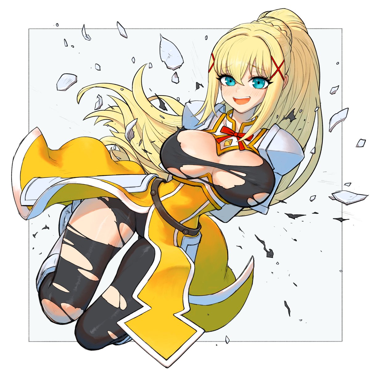 ddaatt33's tweet photo. Darkness is having way too much fun with this. 💛✨ #KonoSuba #Darkness https://t.co/RdutZZdsP0