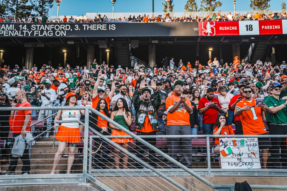 CanesFootball's tweet photo. Another ELITE showing by our Canes Family! 💪

Thank you to all the Canes fans who made the trip out west...we can't wait to see you Thursday at Hard Rock Stadium! 🙌 https://t.co/MPR0ZcgVHy