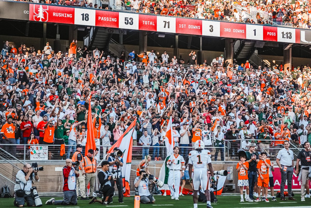 CanesFootball's tweet photo. Another ELITE showing by our Canes Family! 💪

Thank you to all the Canes fans who made the trip out west...we can't wait to see you Thursday at Hard Rock Stadium! 🙌 https://t.co/MPR0ZcgVHy