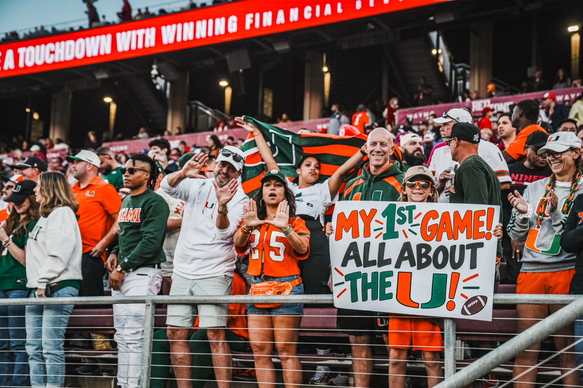 CanesFootball's tweet photo. Another ELITE showing by our Canes Family! 💪

Thank you to all the Canes fans who made the trip out west...we can't wait to see you Thursday at Hard Rock Stadium! 🙌 https://t.co/MPR0ZcgVHy