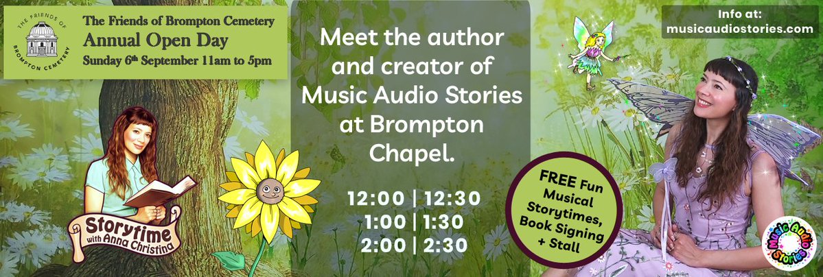 StorytimewithAC's tweet photo. I can't wait for my Storytimes tomorrow inside beautiful Brompton Chapel. It's going to be magical! I'll be doing Book Signings and running the @musicaudiostory stall, so pop along and say hello! ๐
โน๏ธ https://t.co/AnlYQay59u
#SundayFunday #Author #BookSigning #StorytimewithAC https://t.co/OWFSG0mknK