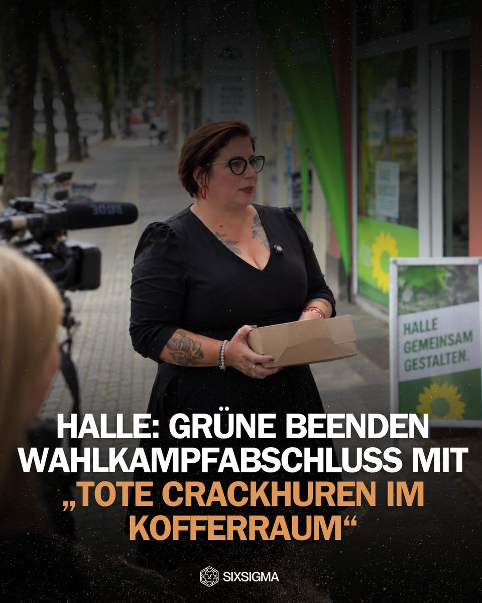 sixsigmasyn's tweet photo. Beim Wahlkampfabschluss der Grünen in Halle am 4. September 2026 sprachen unter anderem die Spitzenkandidatin Susan Sziborra-Seidlitz, Ricarda Lang, Felix Banaszak und Cem Özdemir. Nach dem Redeteil trat die Berliner Band „Tote Crackhuren im Kofferraum“ auf. Die Musikerinnen sangen unter anderem „Nackt auf dem Balkon“ und forderten das Publikum auf, die Mittelfinger zu zeigen. Der Bandname und das Repertoire stehen in einem auffälligen Kontrast zum vorherigen politischen Programm und zum Charakter der Veranstaltung als Demokratie- und Kinderfest. 

Ob eine solche künstlerische Rahmung die angestrebte Botschaft unterstreicht oder eher von ihr ablenkt, bleibt eine offene Frage.