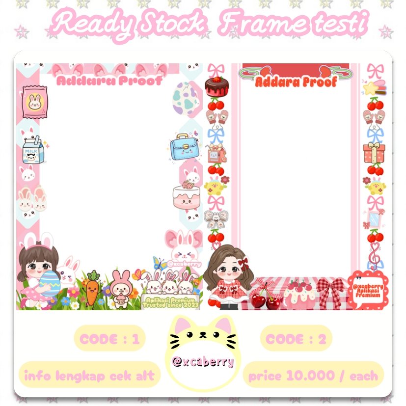 xcaberry's tweet photo. halo teman-teman (˶˃ ᵕ ˂˶) aku membawakan TEMPLATE FRAME TESTI READY STOCK dengan 4 tema 🍵☃️🐰🎀 yang bisa kalian jemput dengan price 10.000 🎁

♡ free retext
♡ 1 design 1 orang
♡ cek reply untuk preview
♡ file canva pro 
♡ bisa dibantu masukkan testi 

cek alt #bealanja https://t.co/kirY970WNE