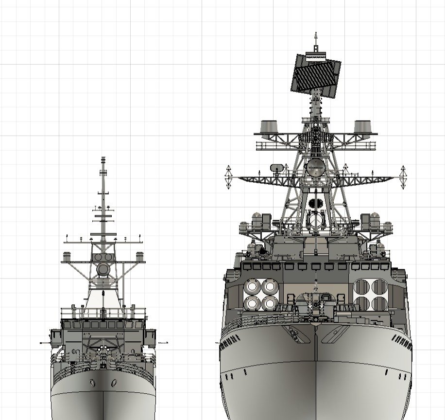 AKATSUKI565656's tweet photo. いしかり型護衛艦とウダロイ級大型対潜艦ってほぼ同期なんですよ
ホントに縮尺同じか疑いたくなります😇

満載排水量で5倍以上差があるからしょうがないですな(( https://t.co/7NJC922fFf