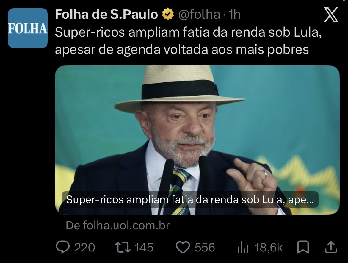 MachoMovimento's tweet photo. @juju30680739 A elite ama o governo Lula. https://t.co/MlAsK9fuKm