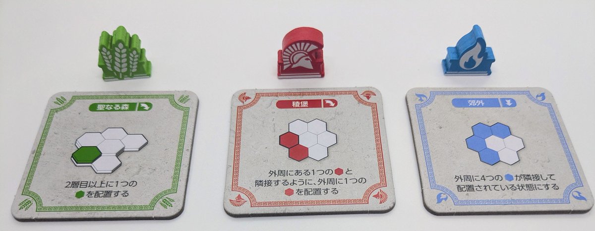EngamesToyama's tweet photo. 【皆で協力し美しい首都を建設せよ】
Engamesは新作「アクロポリス：パンテオン」を発売いたします。タイル配置ゲ���ム「アクロポリス」の第2段拡張、今回はプレイヤーで協力し首都を建設します。タイルが配置できるのは自分の都市、もしくは首都となります。自分の都市にタイルを置き建築課題をクリアしながら首都へ神の祭壇を置き点数化します。より美しい首都を建設しましょう！9月25日発売予定、Engames Shopにて予約を開始いたしました。　https://t.co/ROxNHMI4tu