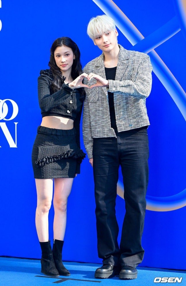 OneilyMusic's tweet photo. HUENING KAI and HUENING BAHIYYIH attend the Seoul Fashion Week 2027 Spring/Summer Blue Carpet. https://t.co/TTzv5AahvG