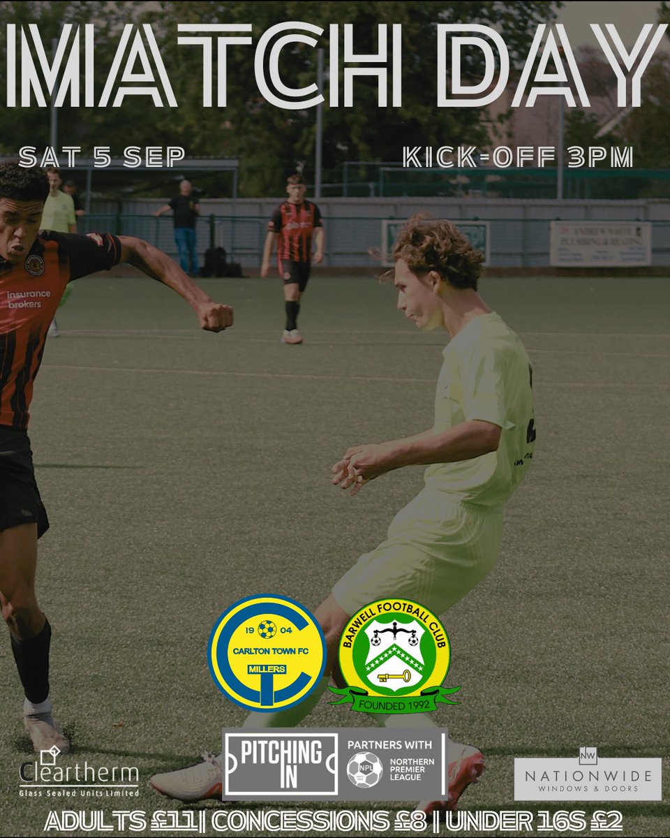 BarwellFC1992's tweet photo. 🚨 MATCHDAY 🚨

We're on the road! 🚌🟢🟡

We head to Nottinghamshire to take on Carlton Town in Matchday 6 of the NPL Midlands.

🎟️ Adults £11 | Concessions £8 | U16s £2

🆚 Carlton Town
🏆 NPL Midlands
⏰ 3pm

 💚💛

#BarwellFC #Canaries #NPLMidlands https://t.co/MYvTBpkY5h