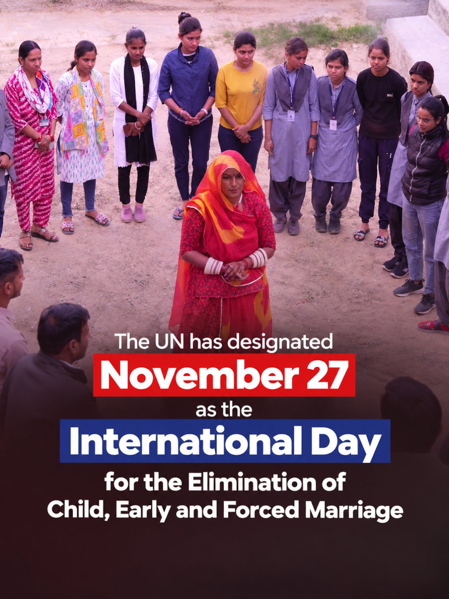 ndtv's tweet photo. #NDTVImpact

NDTV partner campaign with Just Rights for Children has received a global recognition, for its fight against child marriage.

The United Nations has declared November 27 as the International Day for the Elimination of Child, Early and Forced Marriage — a date that marks the 2024 launch of India’s Bal Vivah Mukt Bharat campaign.

This global recognition echoes NDTV’s reach and voice, taking stories of grassroots impact to a worldwide audience.

Partnering with Just Rights for Children, for the campaign - Child Marriage Free India has now inspired worldwide action.

Today, what began in rural India is a global movement — protecting children, upholding rights and building a future free from child marriage.

Know more at https://t.co/QWmWE7Hcnf

#EndChildMarriage #BalVivahMuktBharat #JustRightsforChildren #InternationalDayAgainstChildMarriage #ChildMarriageFreeWorld | @JustRightsIntl | @Bhuwan_Ribhu | @MinistryWCD