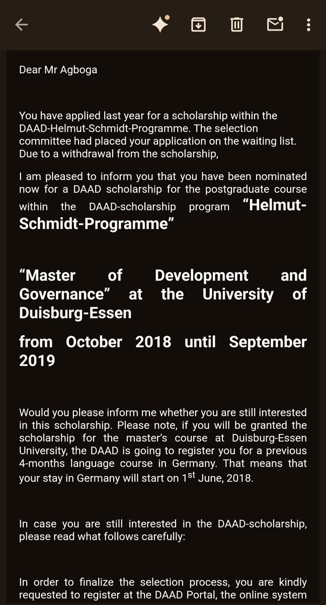 AgbogaVictor's tweet photo. Sometimes I forget I was a DAAD Scholar! 🇩🇪📜

While preparing for the final exams of my first master's degree (on the Standard Bank Africa Scholarship), I received an email from DAAD awarding me another fully funded scholarship in Germany.

Before finalizing it, they asked me to write an updated motivation letter justifying exactly why I needed a second master's while already at LSE 😅.

I have lived several lives. A beautiful chapter. Ich liebe Deutschland ♥️🇩🇪

📸 Photo taken at a DAAD Scholars' Conference in Hamburg, 2019