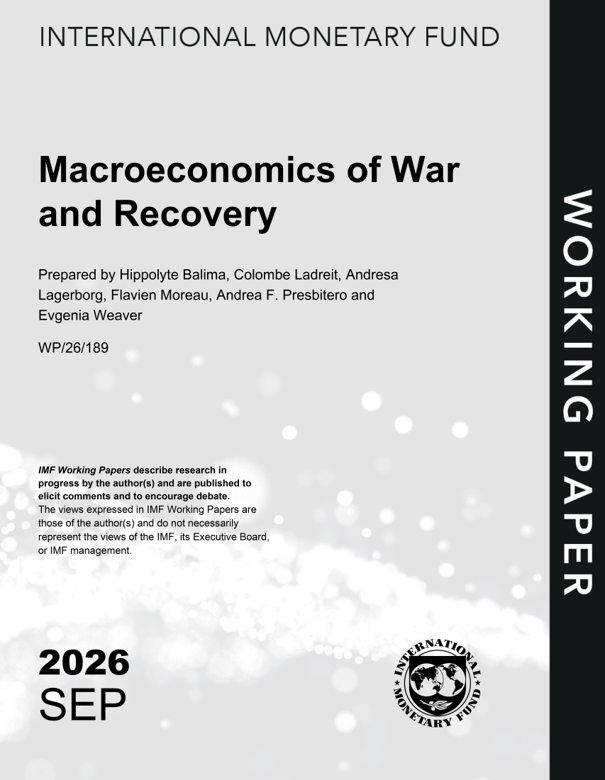 int_mon_econ's tweet photo. Highly relevant!

"Macroeconomics of War and Recovery" by Hippolyte W. Balima, Colombe Ladreit, Andresa Helena Lagerborg, Flavien Moreau, Andrea F Presbitero, and Evgenia Weaver.

"This paper studies the macroeconomic dynamics of conflicts and post-conflict recovery using a newly assembled global dataset covering 194 countries, including 170 conflict onsets and 158 conflict terminations, over the period 1946–2024. Using a local-projection difference-in-differences framework complemented by geocoded firm-level evidence, we trace the evolution of macroeconomic aggregates around conflict onset and termination. We make four contributions. First, output losses from conflicts typically exceed those associated with banking, currency, and sovereign debt crises, as well as severe natural disasters. Second, external-sector dynamics constitute a central mechanism through which wars amplify macroeconomic challenges, despite policymakers’ efforts to contain the war shock. Third, post-conflict recoveries are slow and uneven and depend critically on the durability of peace: conflict resumption stalls recovery prospects, while sustained peace produces only gradual recoveries relative to wartime losses. These recoveries are typically labor-led, while capital accumulation and productivity remain subdued. Fourth, firm-level evidence confirms this labor-led recovery and points to persistent financial constraints that hinder capital rebuilding during the postconflict period."

https://t.co/PMF3djcx5c