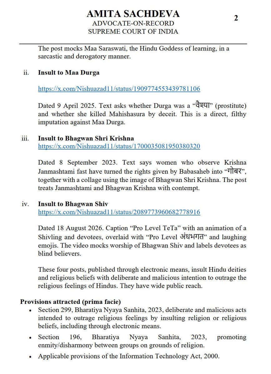 bholination's tweet photo. FIRs filed against Nishu and her father for abusing Hindu Gods.

It's over for blue cockroaches. 🔥 https://t.co/rvlnpFwQRL