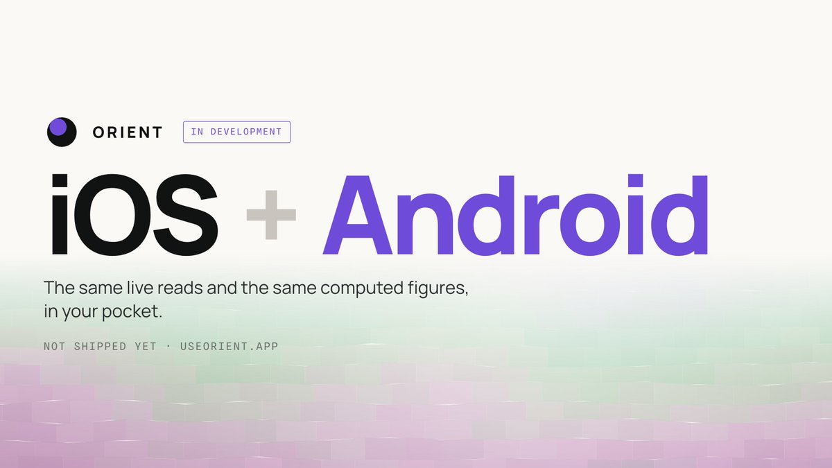 UseOrient's tweet photo. Orient is coming to iOS and Android.

The same live reads and the same computed figures as the web app, prices, ticks and liquidity decoded on your own device out of the singleton's storage.

In development. https://t.co/AKquA32WW1