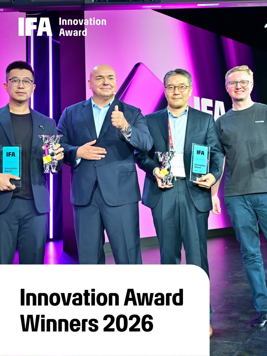 IFA_Berlin's tweet photo. 🏆 IFA Innovation Awards 2026 winners are in, crowned live on stage for the first time, from 530+ submissions.

Best of IFA: Anker RIC Hearing Aids Pro
Best of Tech: Insta360 Luna Ultra
Best of Brand: LG Electronics

+13 more category winners 👉 https://t.co/0zRa2N50YS https://t.co/E6rFH2zUtS
