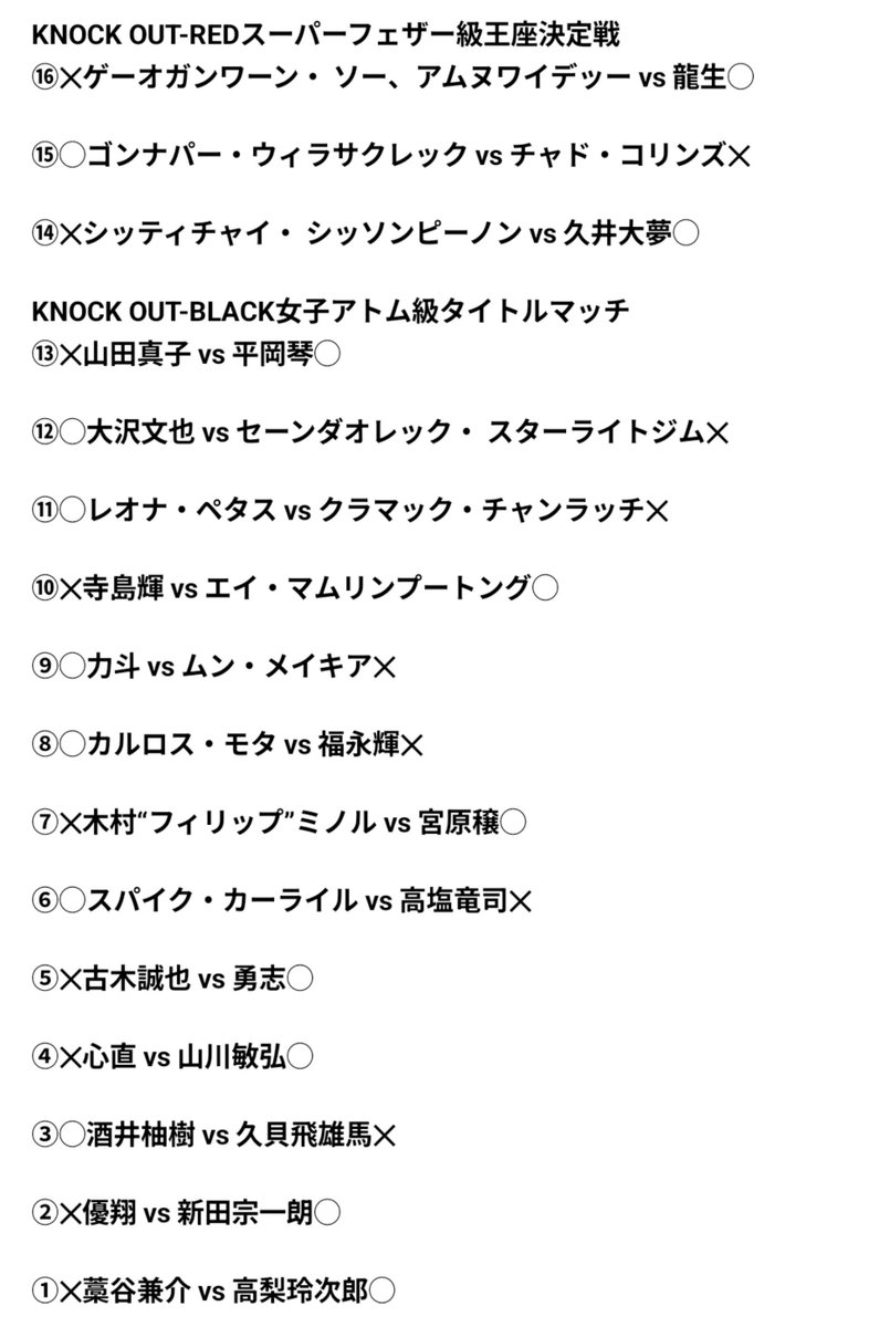 kakakakakaka449's tweet photo. KNOCK OUT.68 試合結果
#KNOCKOUTkb
#KO68YOKOHAMA https://t.co/C0arUdgOmw