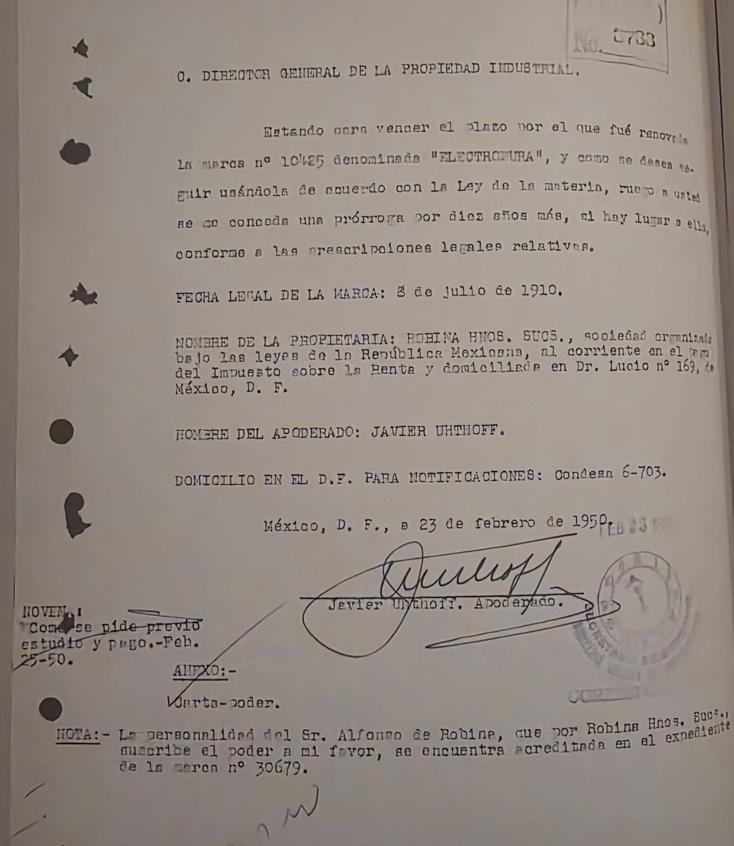 vidallerenas's tweet photo. La marca electropura @epuraoficial se registro en 1910 y ratificó su marca en 1950, en el expediente se señala la participación de los hermanos Robina en los 50s que fueron dueños de @RefrescoTitanmx ahora electropura es parte del portafolio de @PepsiCoMex https://t.co/Mchgjodru2