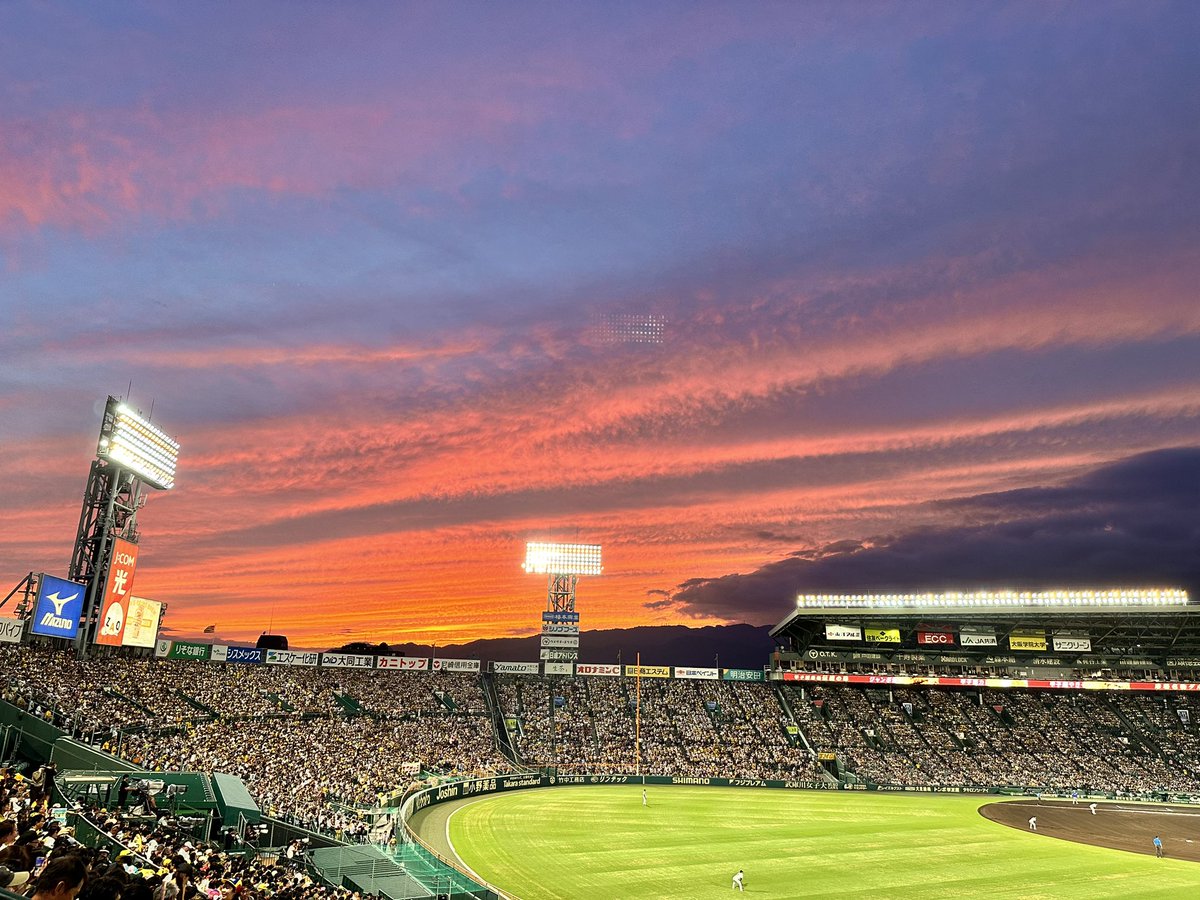 Sham696's tweet photo. 綺麗な夕暮れの甲子園であった https://t.co/FqL6yxa1QJ