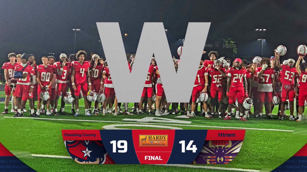 PCHS_Pats's tweet photo. Big shoutout to the Patriots football team for their incredible win against county rival Hiram in the Battle of Paulding game! With an impressive record of 3-0, they’re charging into region play with all the momentum! Let’s keep this winning streak alive, Patriots! https://t.co/cskTeClP8A
