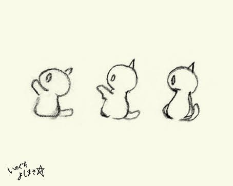 ino_choko's tweet photo. お絵描き♪
ねこの練習。黒猫ミーシャ。
お手々で、にゃ。

（原画はいずれも1cm未満のらくがき）

＃イラスト　#cat　#鉛筆画 https://t.co/ORu2gUrg9r