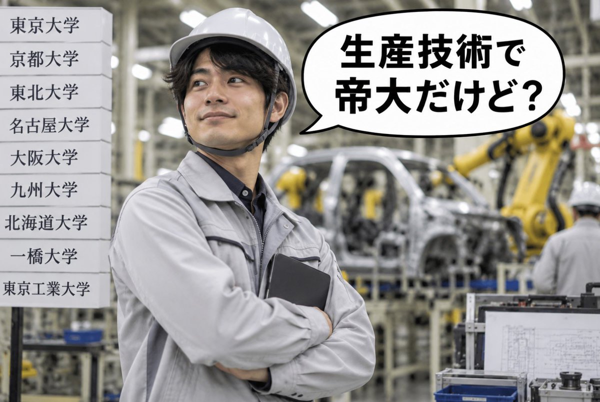 toyotamura_'s tweet photo. トヨタ系も同じ。工場を馬鹿にしたらあかん。

新入社員の配属で、
旧帝大卒が普通に生産技術へ行く。

そして工場に入り込み、
設備を見て、工程を改善して、
そのまま第一線で活躍する人がたくさんいる。

製造業にとって工場は「底辺」どころか、
利益と競争力を生み出す最前線。

工場勤務＝低学歴みたいな見方は、
マジで現場を知らなさすぎる。