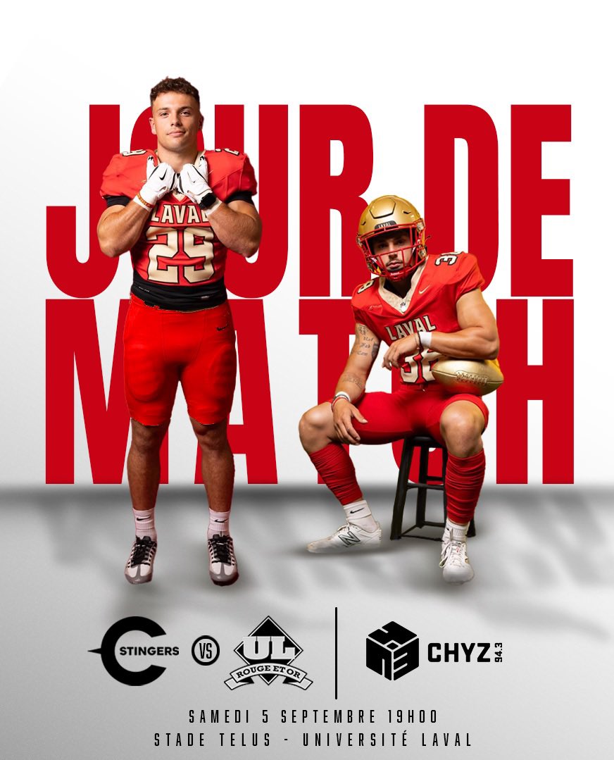 MediaSportsQC's tweet photo. JOUR DE MATCH - Week #1

« Notre raison de vivre est de retour cette automne » - @Eti_Dumas | Les Lavallois sont officiellement de retour alors qu’ils reçoivent les Stingers de Concordia pour Le Match de la Rentrée! 

#Québec #Quebec #GoLaval #RougeEtOr #FTF #football https://t.co/dZmIdHc2kQ