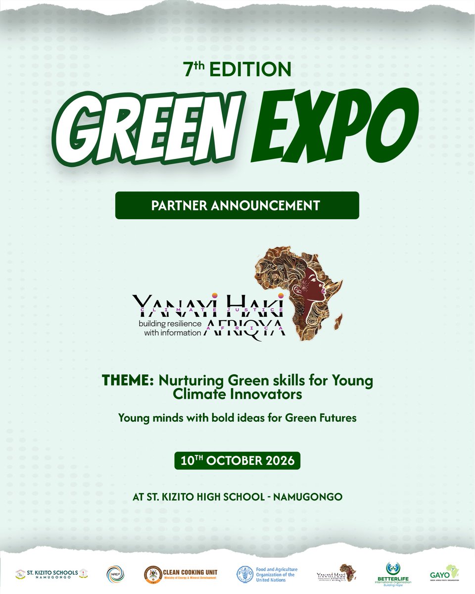 stkizitoschools's tweet photo. Partnership Announcement!

We’re excited to welcome @CJusticeAfrica as a partner for the 2026 Green Expo!

At the Expo, @CJusticeAfrica will spotlight the importance of climate justice, youth-led climate action, &amp; practical solutions that empower communities. https://t.co/tq9a3VjmTZ