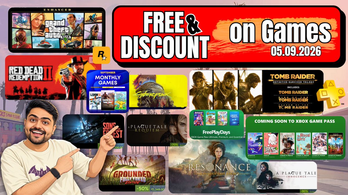 prashantbk11's tweet photo. Claim this Week's FREE Games & Discount on Games Now - 5th Sept 2026 ๐ฎ๐ฅ
Watch - https://t.co/gru3pbnQIL
#freepcgame #freegames #discountongames #steam #steamfreegames #epicfreegames #epicgames #computergaming #pcgaming #prashantislive #prashantislivefreegames https://t.co/RFVMZNnYQe