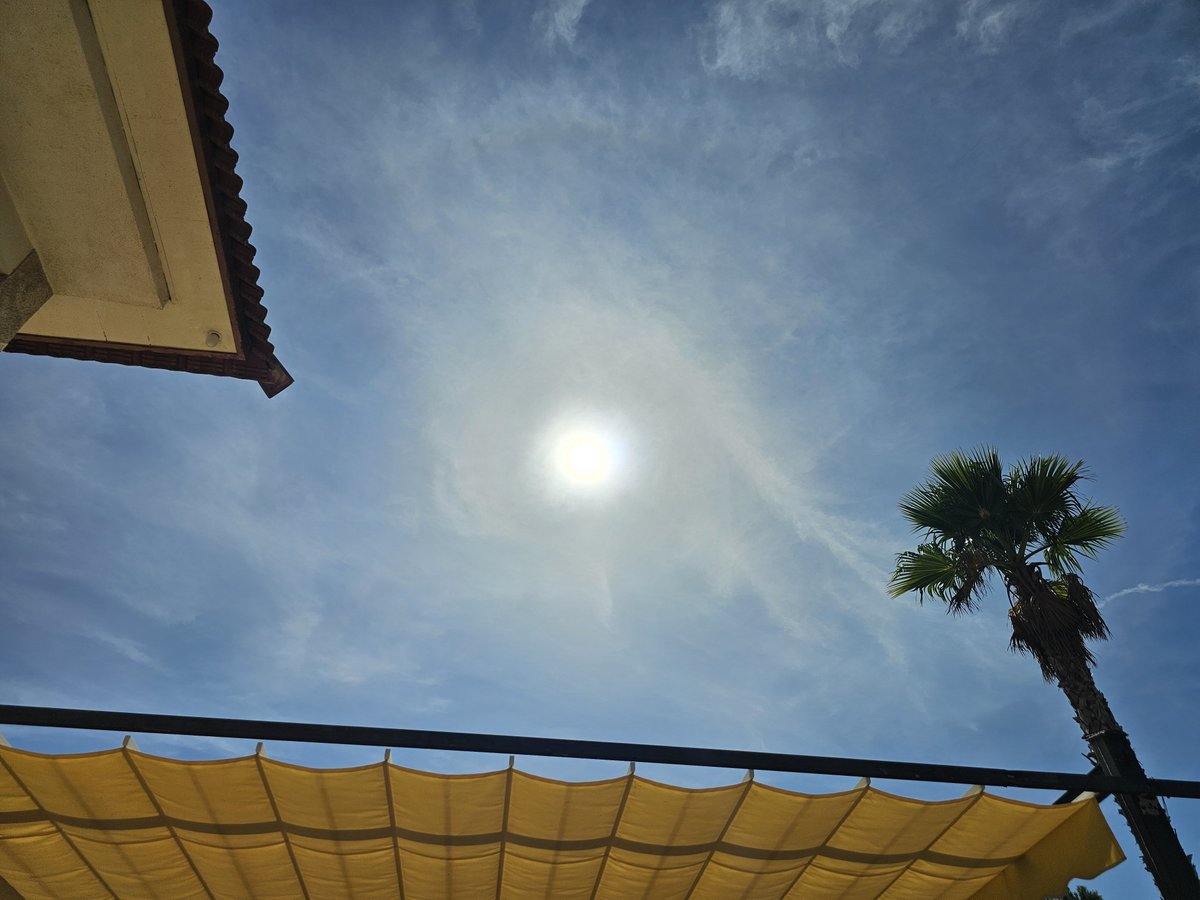 SpanglishBloke's tweet photo. As soon as these slags are back and forth to Morocco the filthy #geoengineering poison spreads across the sky like fresh shit smeared on a clean sheet. #MurderBirds #ChemicalWarfare #BiologicalWarfare #ClimateSabotage #NotFuckingWater #Agenda2030 #WEF https://t.co/jkFH3fVIAM
