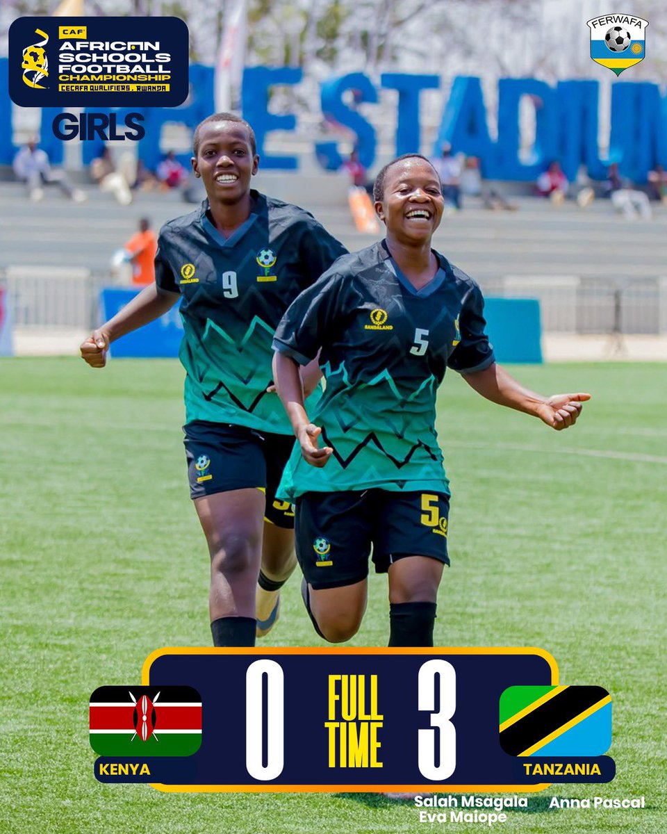 FERWAFA's tweet photo. FULL-TIME
GIRLSβ FINAL
CAF AFRICAN SCHOOLS FOOTBALL CHAMPIONSHIP CECAFA ZONAL QUALIFIERS 2026
π₯ TANZANIA ARE CHAMPIONS! π
A dominant display from start to finish as Tanzania U15 Girls lift the CECAFA zonal title!
#AFSC2026 https://t.co/BwlGoalWhm