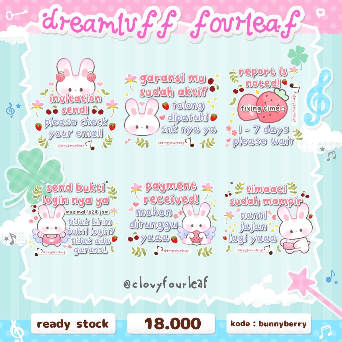 clovyfourleaf's tweet photo. ˚ﾉꕮ .. HELP RT, thankyou! 🍧 ⋆.ᐟ

🧁𓈒 ݁𖦹  hai! aku bawa ready stock { sticker pack BA } 🧴𐀶˳ dengan harga 18k/pack FREE Wording Promosi ! 𓄳 get 6 stiker ᘏ⑅ᘏ 🐈 scroll more for TNC! ⁺ 🥣 CHAT aku via WA or tele for ORDER ◛ — 🍀 ɞ˚‧｡ 

#zonauangㅤ #bealanjaㅤ https://t.co/DY7rX9W0na