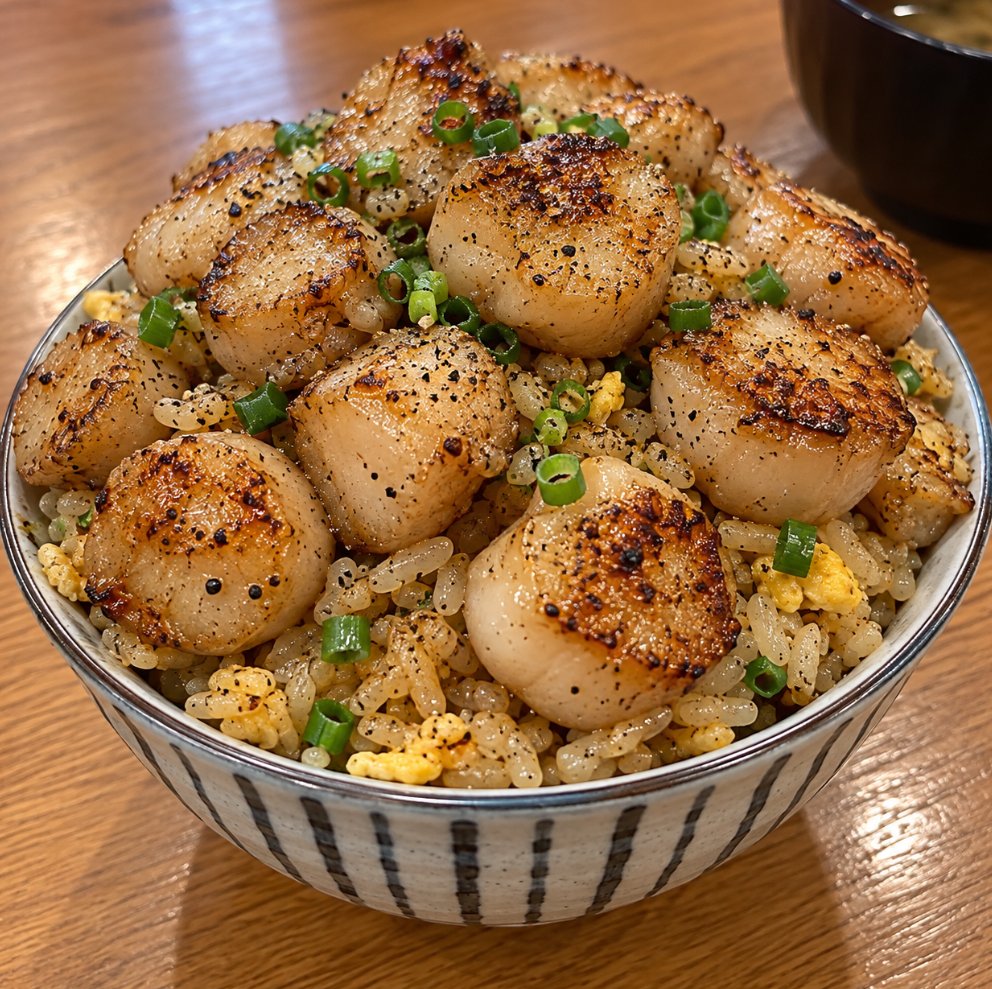 pedrolosada1's tweet photo. 半額ホタテで作ったチャーハン。自炊原価227円。 https://t.co/hQmuswZfav
