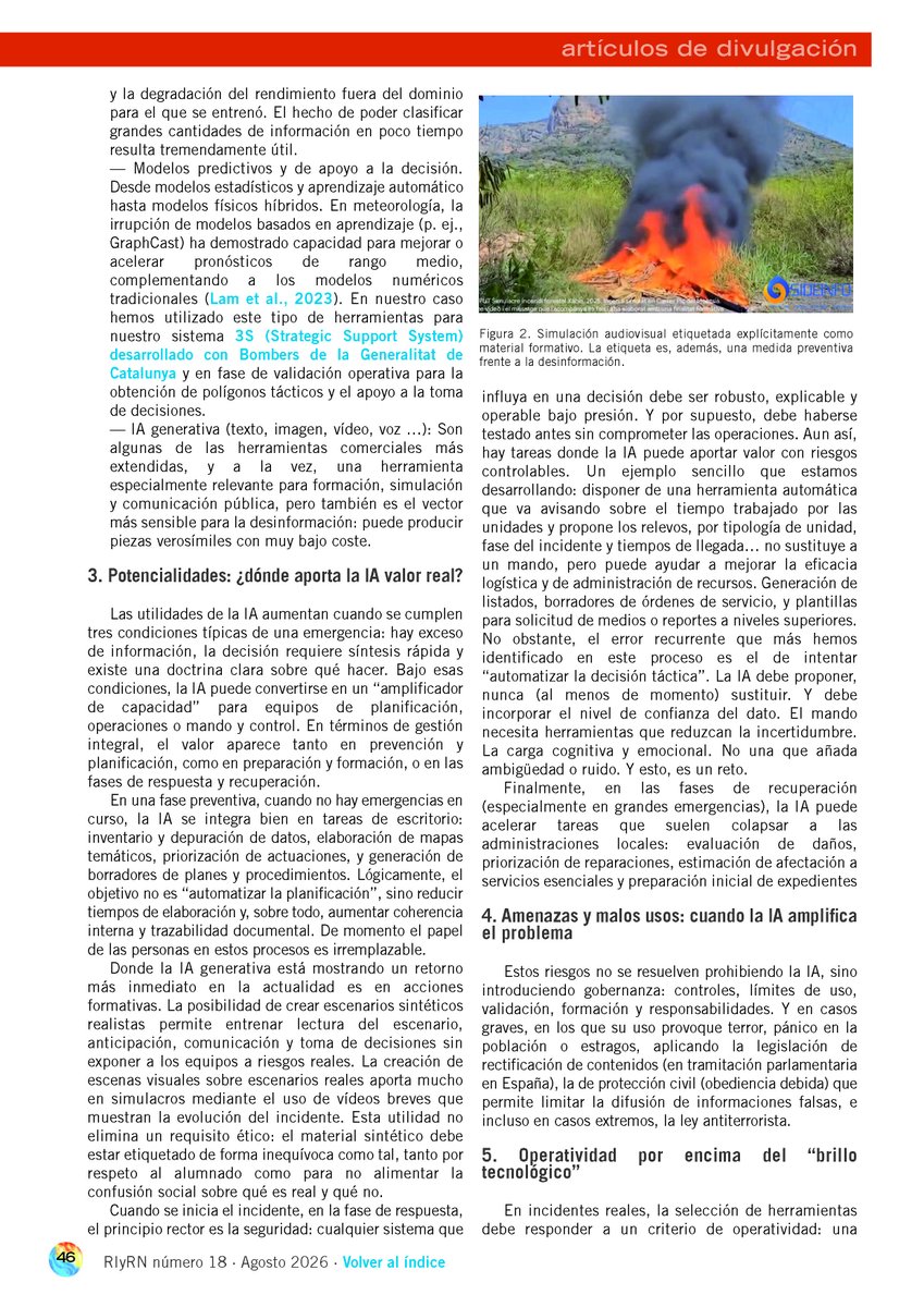 RevistaIyRN's tweet photo. ⭐️ #InteligenciaArtificial en Protección Civil y emergencias: Aplicaciones, riesgos y una premisa esencial: integrarla en la operativa manteniendo el control humano
👉PDF para lectura
📌 https://t.co/HLwXxM1X5C 
🔥 #RevistaIyRN 18 #ProtecciónCivil #Emergencias https://t.co/5Sp1BLuUzo