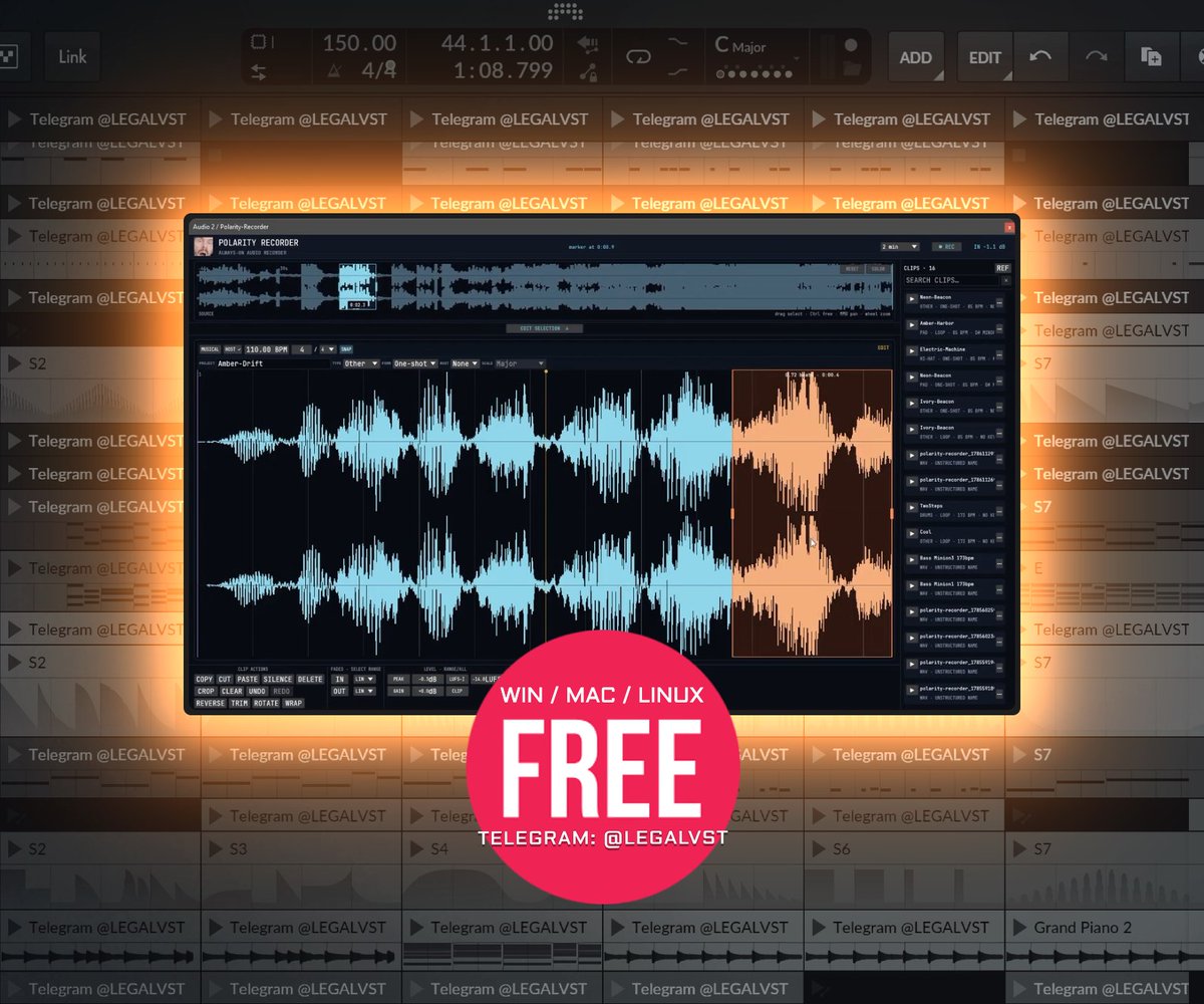 LEGAL_VST's tweet photo. Polarity-Recorder by Polarity Music 🎛️
Continuous Audio Recorder and Editor
💻 Mac/Win/Linux (VST3/AU/CLAP/LV2/Standalone)
🎁 FREE https://t.co/BLVtoR7JrW
More freeware 👉 https://t.co/okUqkdbah2
#freeplugin #recorder #editor #audioediting #opensource https://t.co/swWU9WXQfw