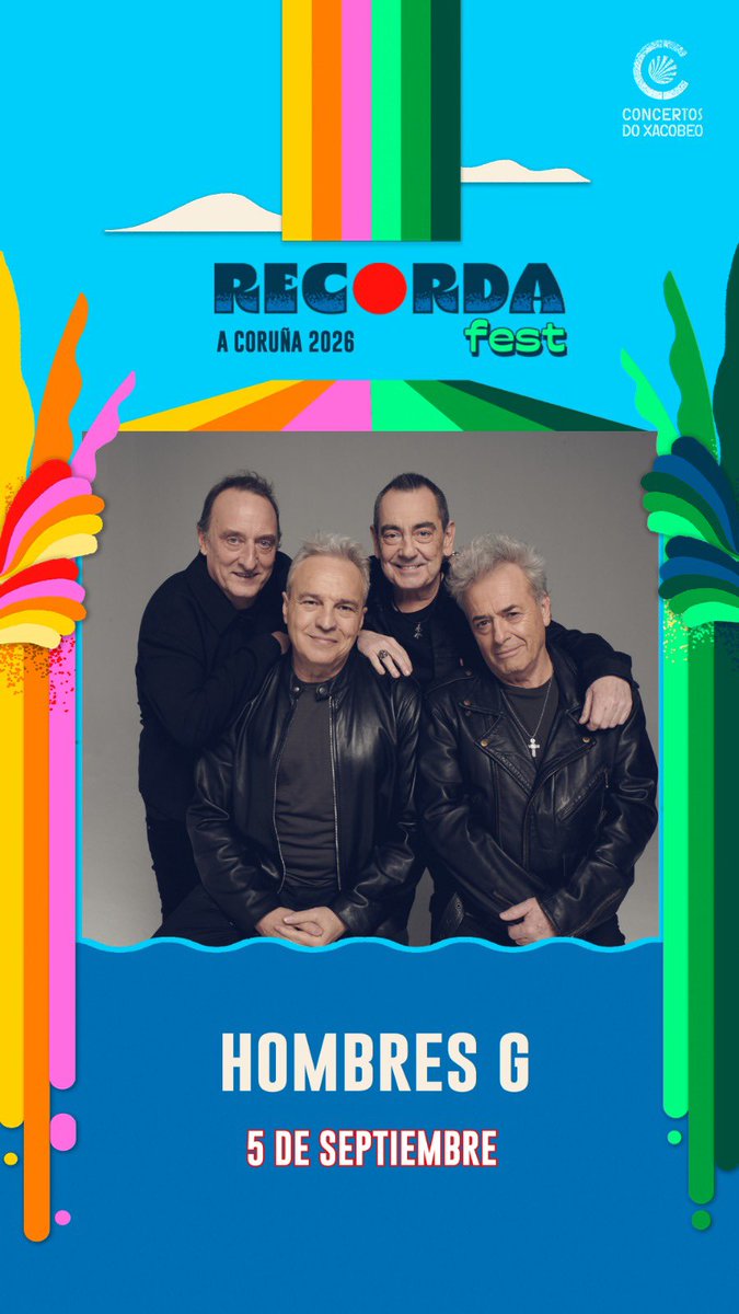 hombresgnet's tweet photo. Esta noche @HombresG estarán en A Coruña en el festival Recordafest 🤟

🕥 22:20h 

#HombresG #HombresGFans https://t.co/b4MLwlqU1I